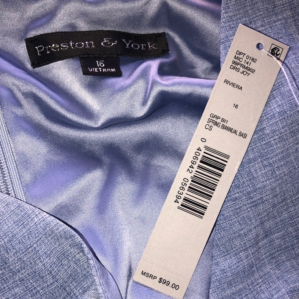 NWT Preston and York Sleeveless Mini V Neck Pleated‎ Dress Riviera Size 16 - Picture 7 of 9
